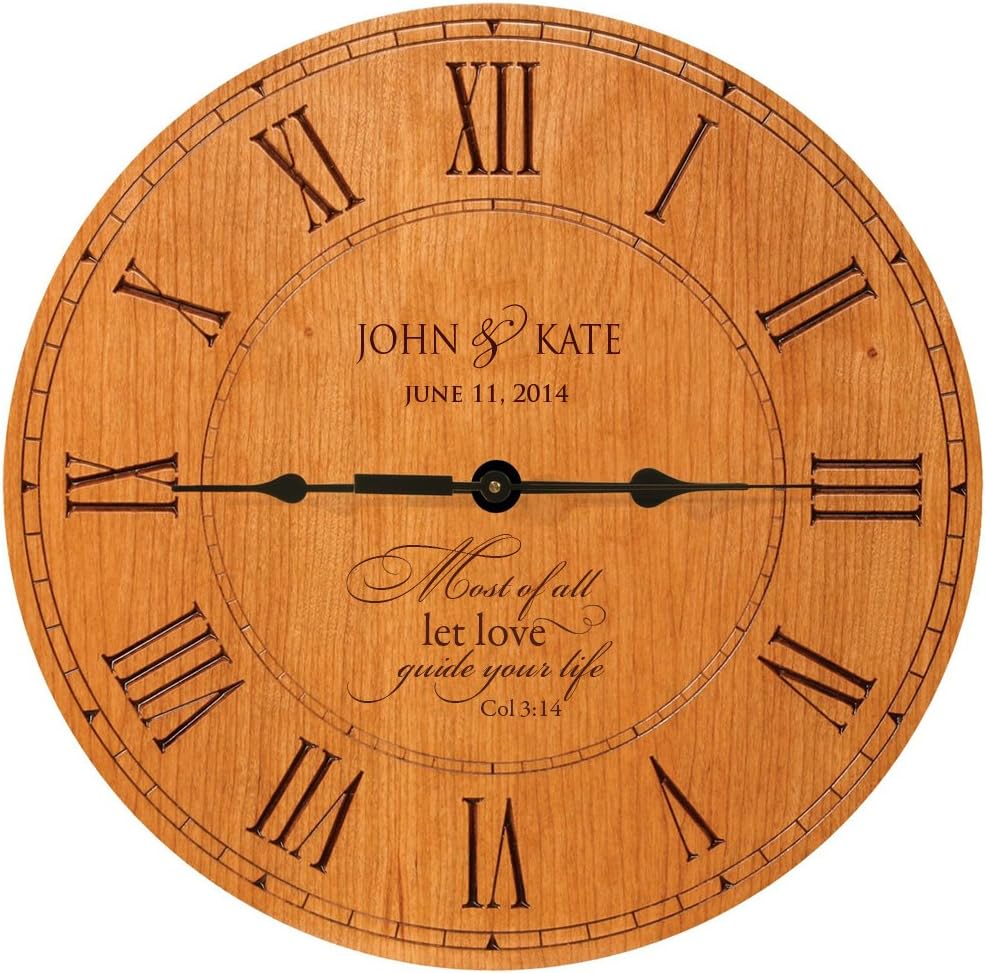 LifeSong Milestones Wedding Clock or Anniversary Clock Personalized Most of All Let Love Guide Your Life Col 3:14