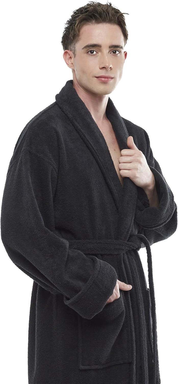 ESKYMODE Mens Cotton Bathrobe, Ankle Length Long Men’s Terry Cloth Towel Bath Robe - Image 5