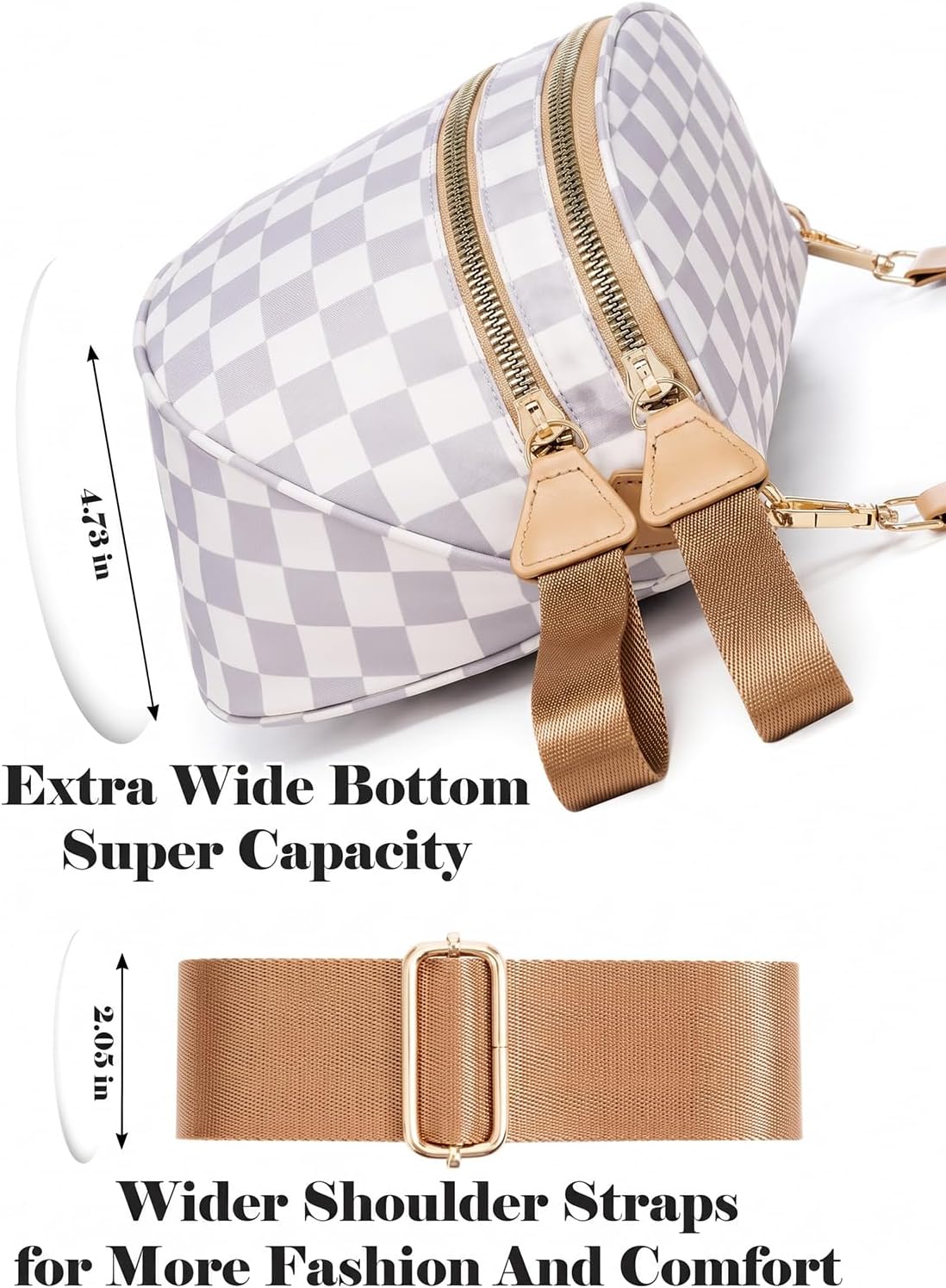 Checkered Crossbody Bag Bum Bag for Women,Spacious Fanny Packs Belt Bag thumbnail
