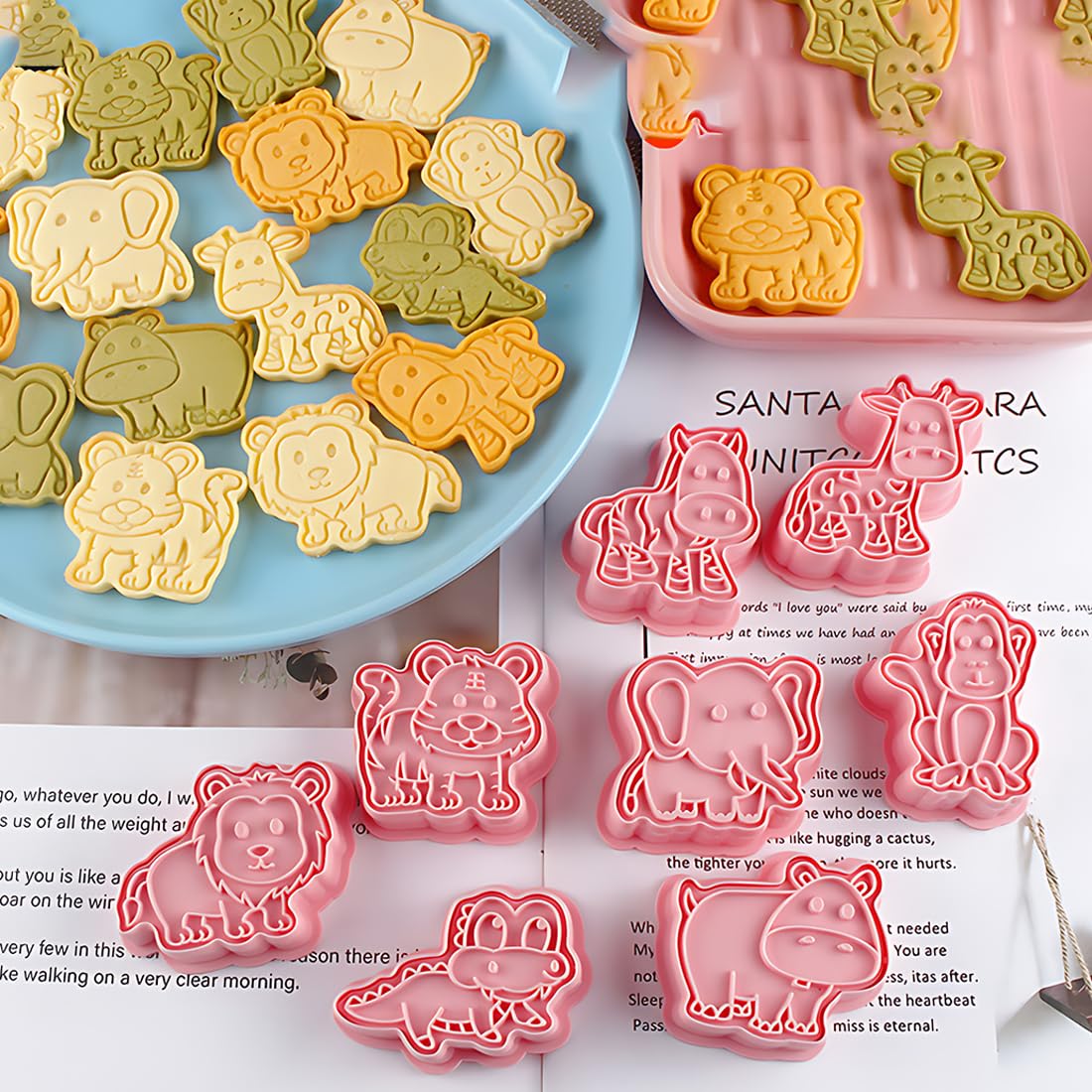 Stampini Biscotti Animali 3D - 8 Pezzi Per Bambini In Plastica Rosa - Foto 11