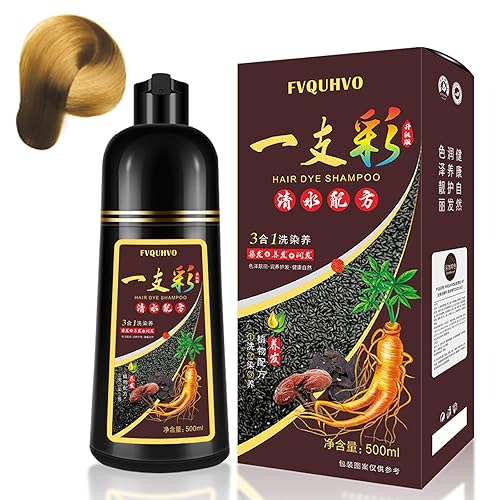 Champú de tinte para el cabello castaño dorado 3 en 1, retoque de raíz, 4 semanas, colores de cabello en 15 minutos, champú para teñir el cabello
