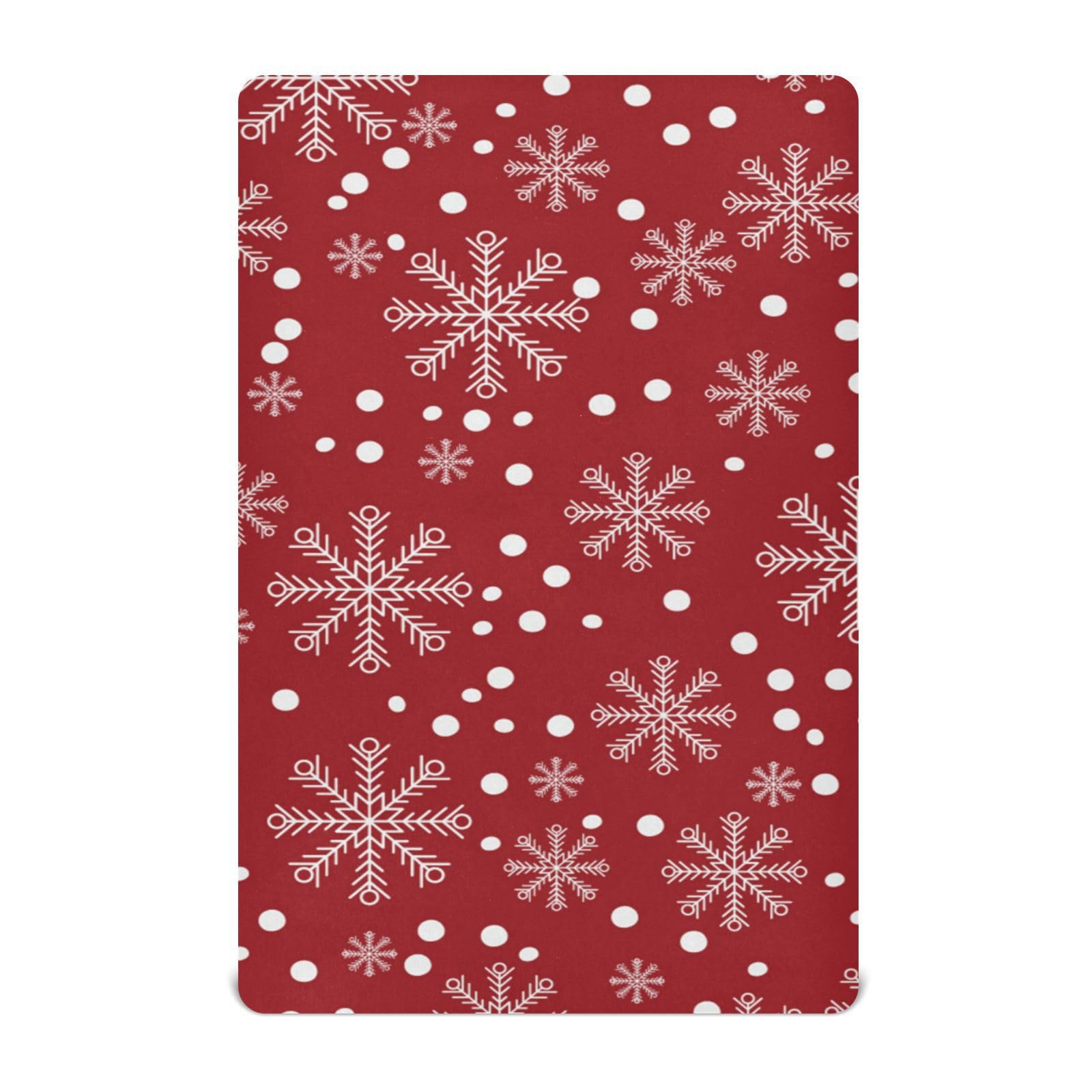 Moudou Christmas Snowflake Playard Sheet for Boy Girls, Soft Breathable Fitted Toddler Sheet for Standard Playard Bed Mattress, 39 x 27 x 5 Inch
