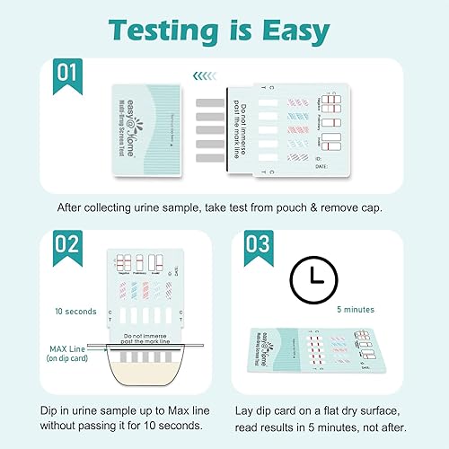 Vista 11 de Easy@Home Prueba de detección de múltiples drogas: kit de pruebas de drogas en orina, prueba BZO/COC/THC/MET/MOR/OXY/BAR/BUP/MTD/TCA, prueba