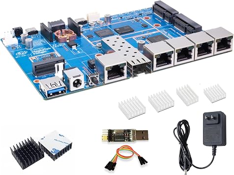 Banana Pi BPI-R4 Lite WiFi 7 Router Dev Board Kit OpenWRT - MediaTek MT7987A SoC - 2GB DDR4 RAM 8GB eMMC, 1x 2.5G SFP RJ45 WAN, 4X GbE Gigabit Ethernet for NAS Smart Home Gateway 2GB, Bundle1