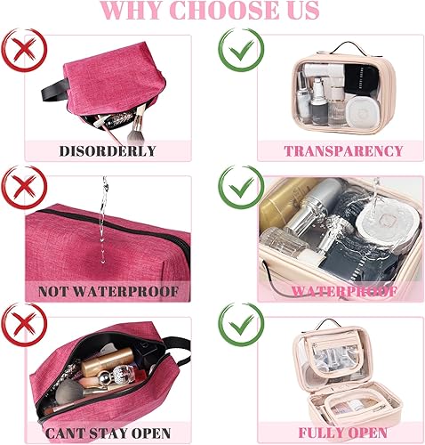 Miniatura 3 de Neceser de viaje, bolsa de maquillaje transparente de doble cara, organizador de cosméticos de maquillaje, bolsa de aseo transparente impermeable