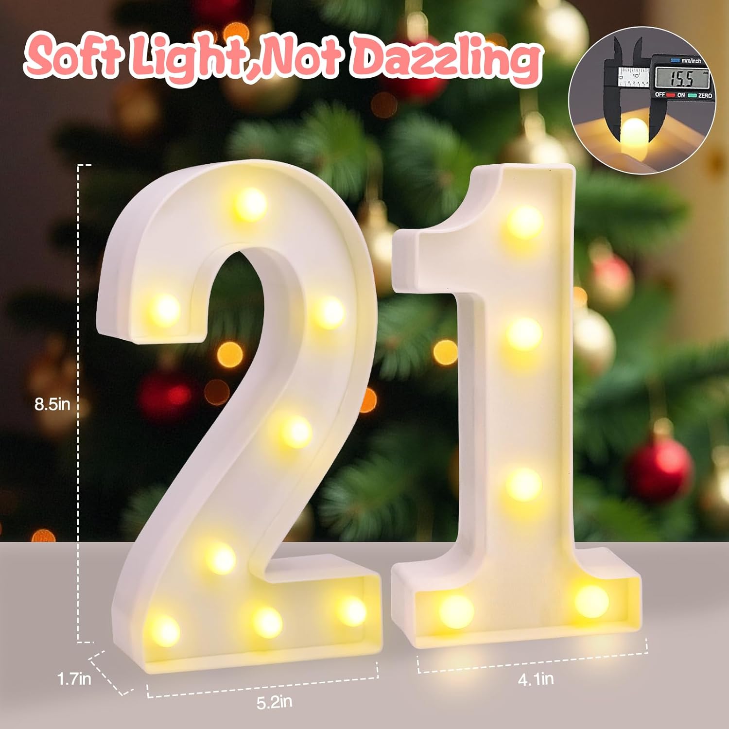Light up numbers for party, 21st birthday decorations for her, number blocks 21, happy 21st birthday decorations, 21st birthday gifts for her, birthday decorations for women room decor - Image 2