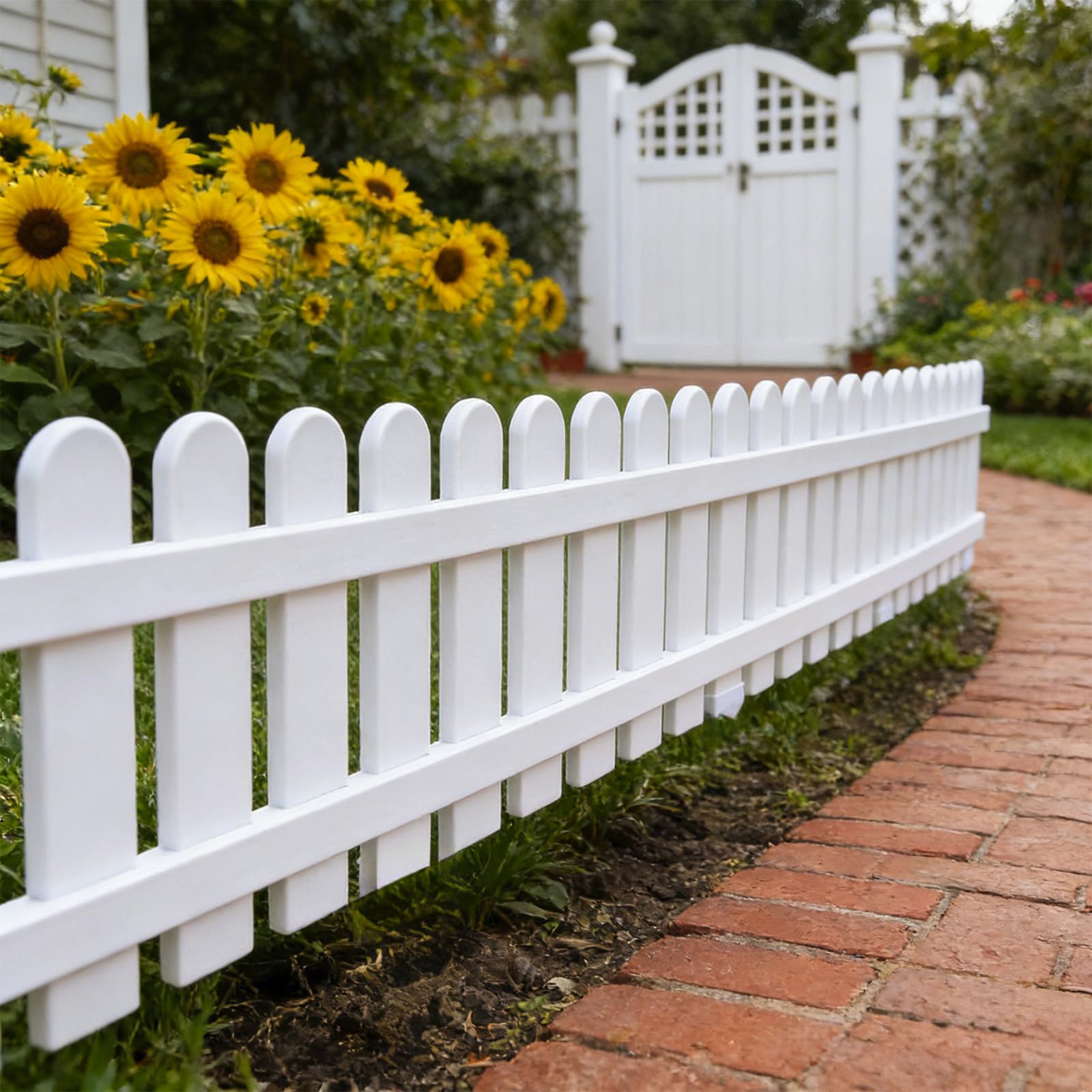 10Pcs Plastic Lawn Border Edge Fence,White Garden Picket Fence Edgings,Decorative Garden Ornamental Edging Border Lawn Picket Fence Landscape Path Panels,Weatherproof Border Edging (B)