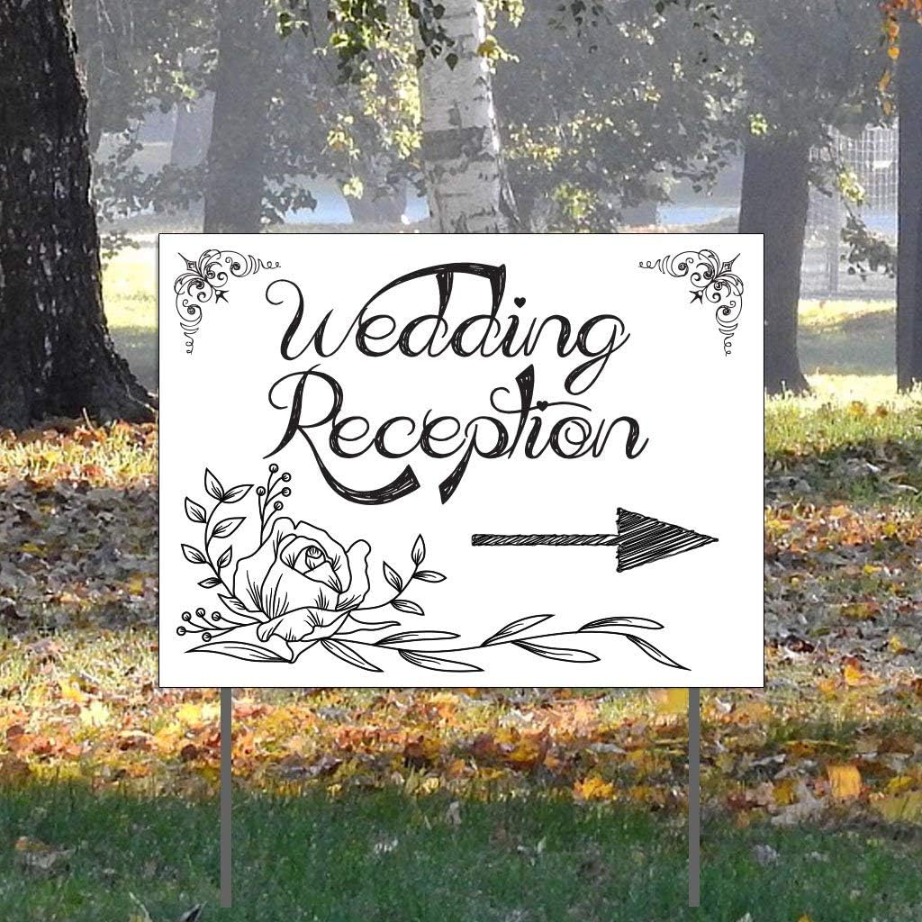 VictoryStore Yard Sign: Wedding Directional Sign and Wedding Ceremony 18 Inch x 24 Inch Printed 2 Sided (Includes 2 Signs and 4 Stakes)