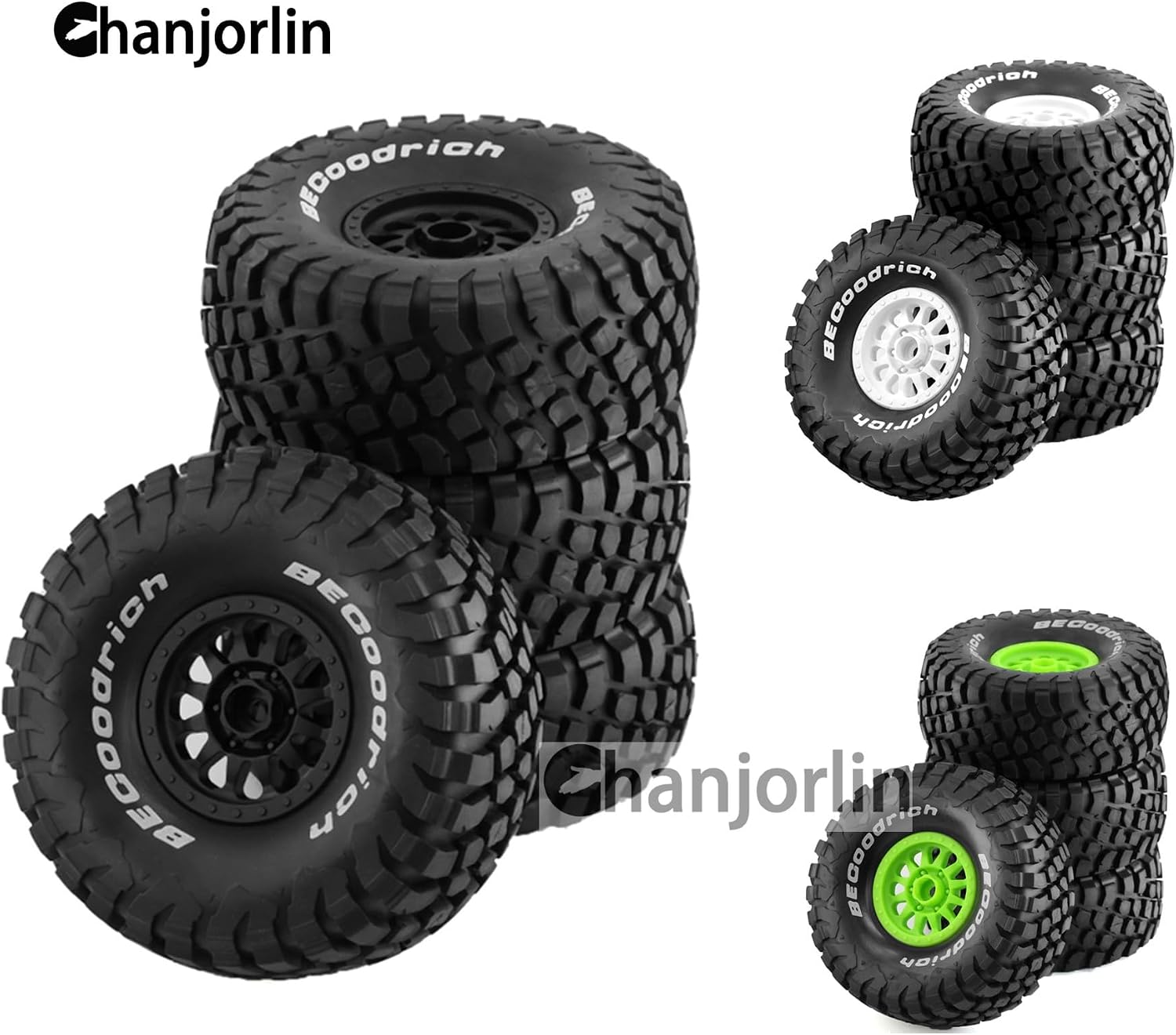 1/7 RC Short Course Truck Tires and Wheels 17mm Hex OD 5.43" 1/8 All Terrain Off Road Tyres with Foam Insert for 1:7 RC Buggy Monster Truck Car TRAXXAS UDR 85086-4 4PCS (Black)