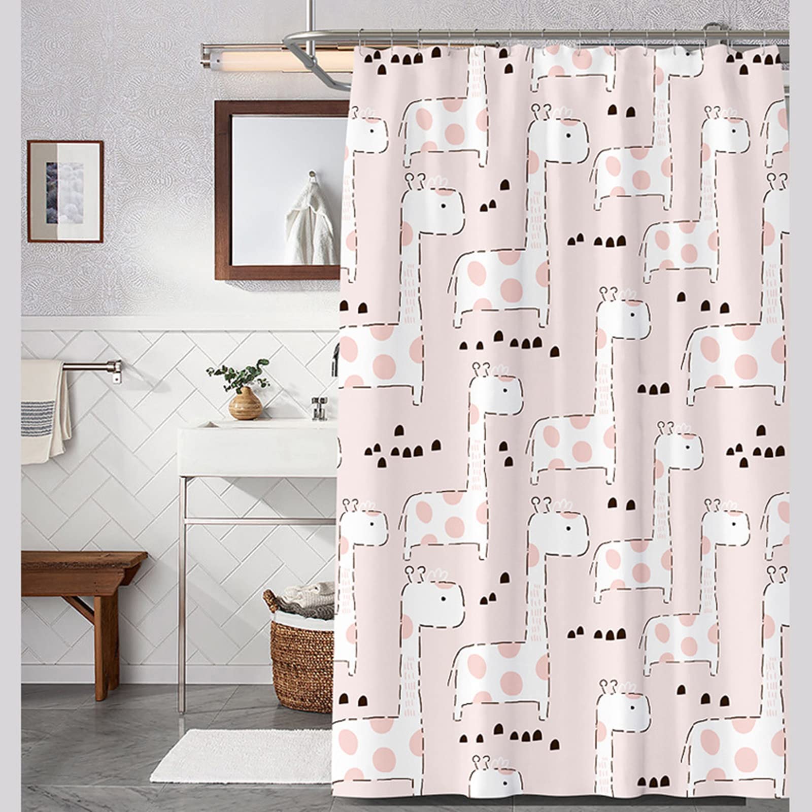 Rideau de douche anti-moisissure KnSam 150x180 contre l'humidité avec motif girafe mignon