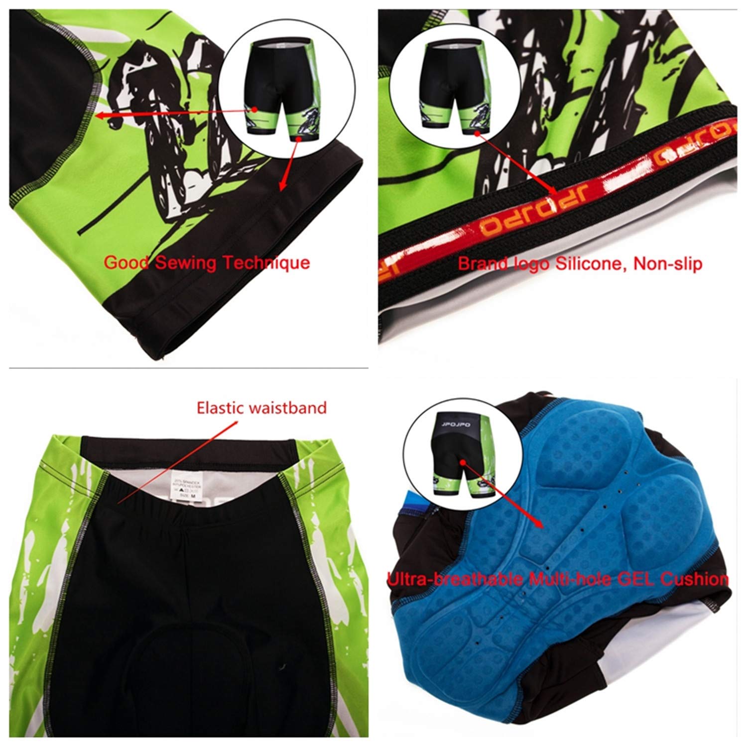 JPOJPO Herren Radtrikot Set Radtrikot Kurzarm + Männer Radhose mit 5D Sitzpolster MTB Fahrradbekleidung