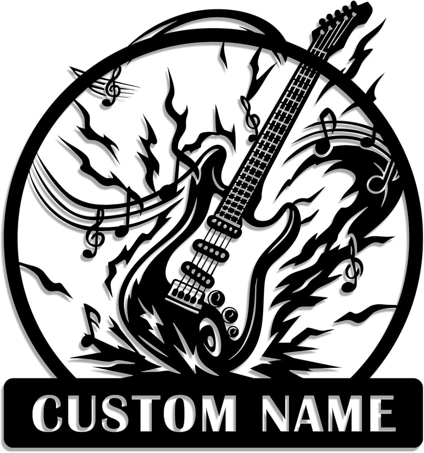 Personalized Explosive Electric Guitar Metal Sign – Custom Name Rock & Roll Music Wall Art – Metal Decoration for Studio, Bar, Guitarist Gift (Style-3)