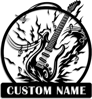 Personalized Explosive Electric Guitar Metal Sign – Custom Name Rock & Roll Music Wall Art – Metal Decoration for Studio, Bar, Guitarist Gift (Style-3)