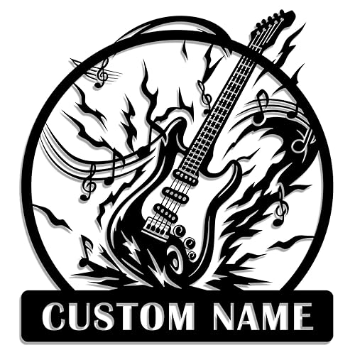 Personalized Explosive Electric Guitar Metal Sign – Custom Name Rock