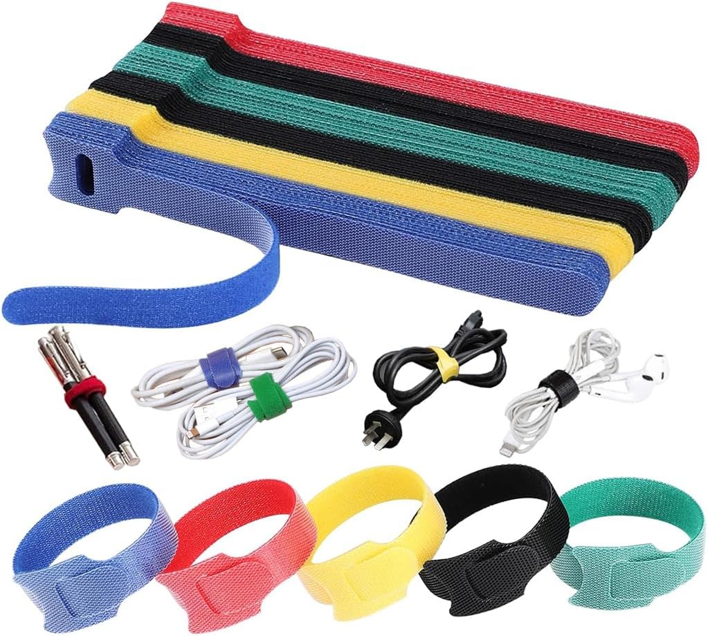120PCS 6 Inch Cable Ties Reusable Multi-Purpose Wire Ties Cord Organizer Adjustable Cable Management 5 Colors