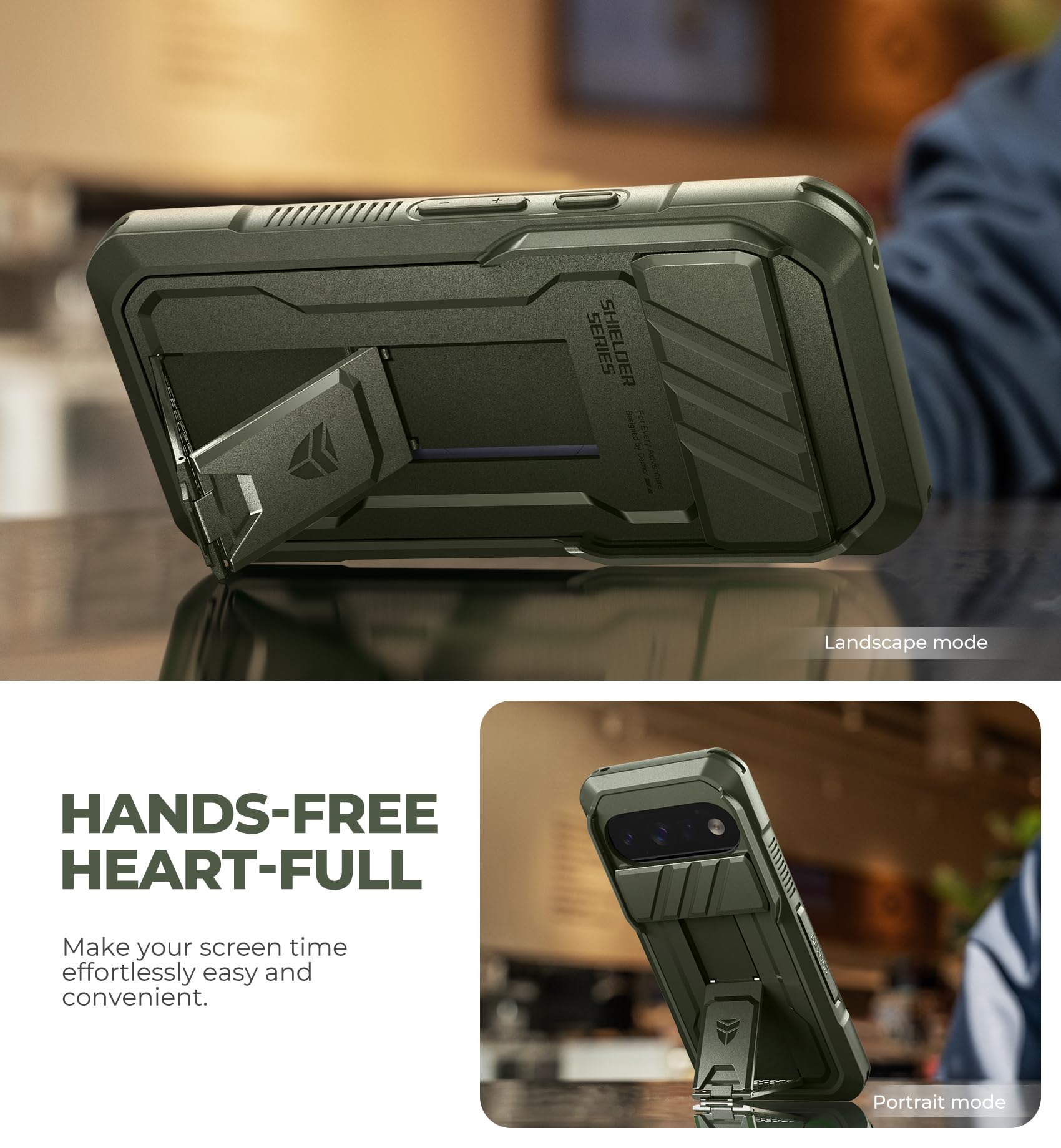Dexnor per Cover Google Pixel 11&11 Pro con Cover Scorrevole Fotocamera & 2 Cornici Anteriori & Proteggi Schermo Integrato & Supporto, Cover Protettiva Integrale Anticaduta Heavy-Duty Robusta - Verde