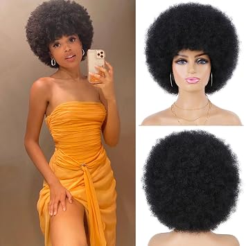 G&T Wig 70s Afro Wigs for Black Women, Afro Puff Wigs Bouncy and Soft Natural Looking Daily Party Cosplay Costume Use1B