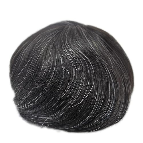 Miniatura 2 de Suncolorhair Negro mezclado gris Toupee para hombres hombres Cabello natural Remy unidad de cabello humano (1B20)