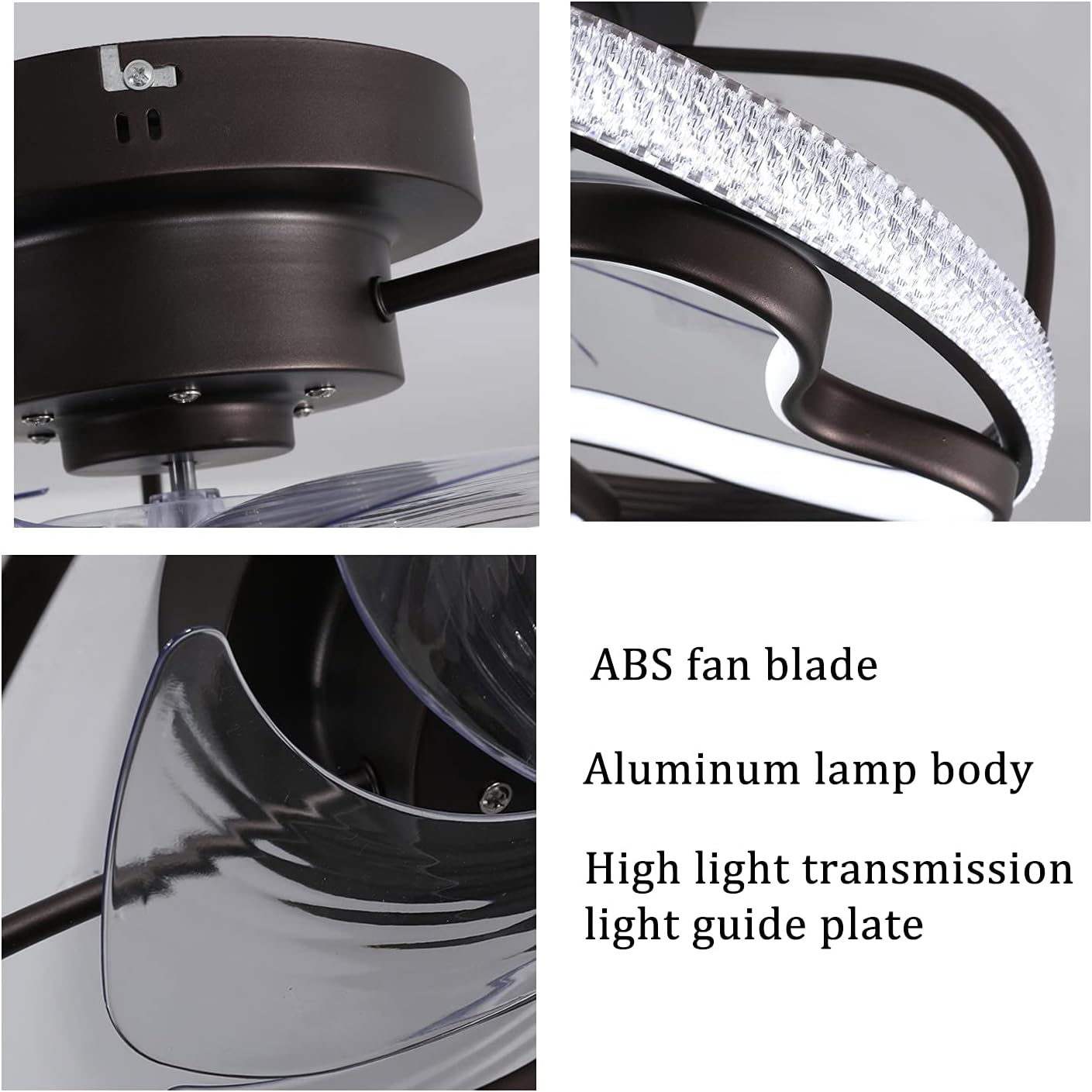 YUEGOO Fan Light Dimmable Ceiling Fan Light with Remote Fan Light Ceiling Bedroom in Lighting Ceiling Fans with Lights Ceiling Fans with Lamps Silent in Lighting/Black