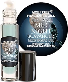 MOBETTER FRAGRANCE OILS Dire Wolf Midnight Scavanger Men Body Oil 0.33 Oz Roll On, Glass Bottle, Long Lasting, Travel Size