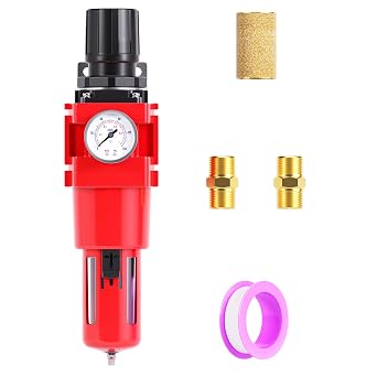 TAILONZ PNEUMATIC 0-150PSI 1" NPT 5 Micron Element Air Filter Pressure Regulator Combo Piggyback, Poly Bowl AW5000-10MManual Drainage
