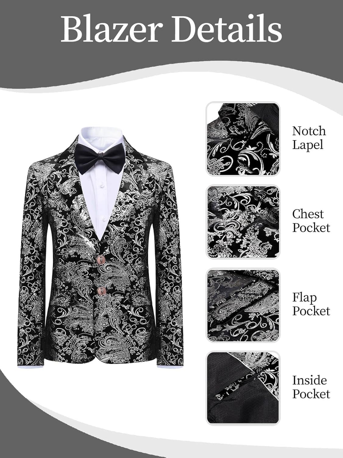 Boys Jacquard Suits Slim Fit Tuxedo Suit Notch Lapel 2 Pieces Suit Set Jacket Pants for Party Formal Wear - Image 5