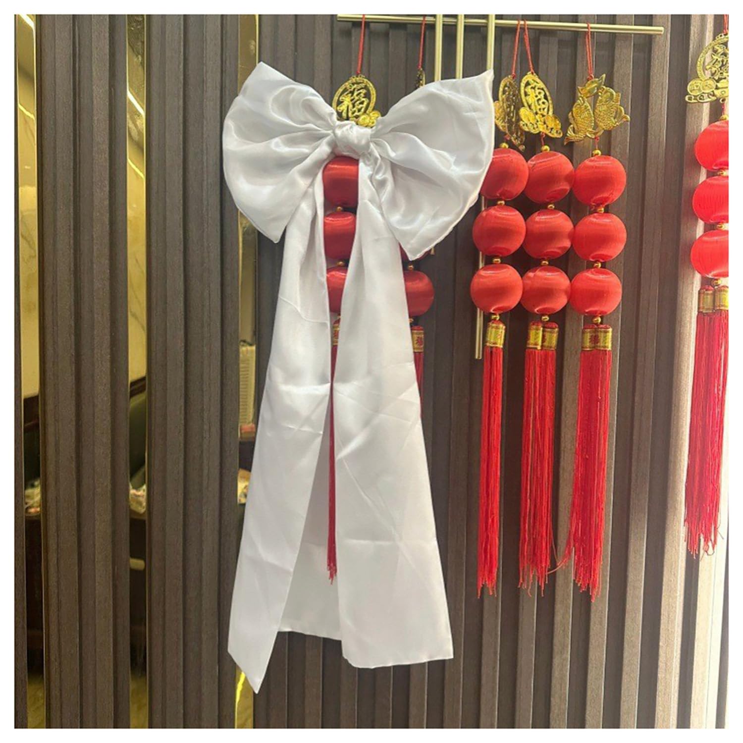 Lazo grande para árbol de Navidad, lazo de satén extra grande con cola larga, enormes lazos de boda, lazos decorativos para árbol de Navidad, 30 x 60 cm, blanco, 4 unidades