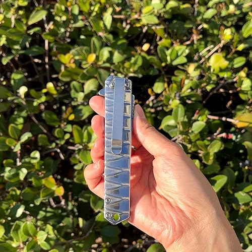 Miniatura 4 de Cuchillo de bolsillo plegable asistido por muelle estilo tanto, hoja de acero inoxidable recubierta de color y mango con clip para cinturón