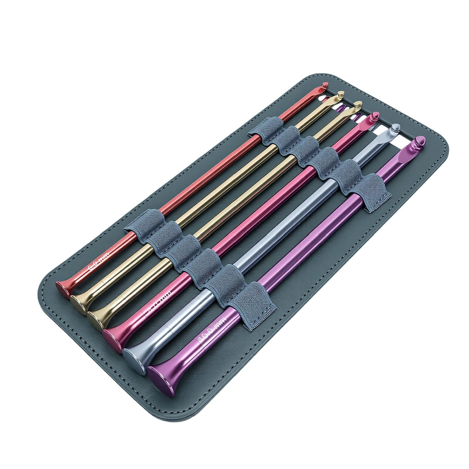 HEEPDD 12 szt. Zestaw Tunezyjskich Szydełek 3-10 Mm Aluminiowe Igły do ​​szydełkowania o Długości 24 Cm z Ergonomicznym Uchwytem Przenośna Torba do Przechowywania Koców Szaliki Swetry