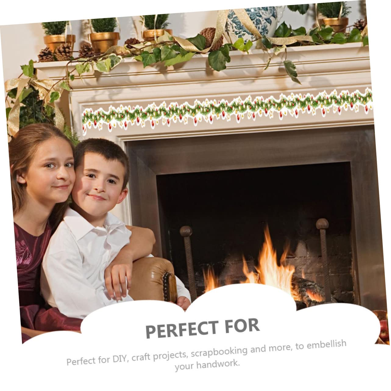 DOITOOL 5 Juegos Pegatinas De Pared Con Forma De Cintura De Flores Tiras De Luces Navideñas Decoraciones Guirnaldas Iluminadas Pegatinas Para Borde De Armario Remolinos 10 hojas * 5
