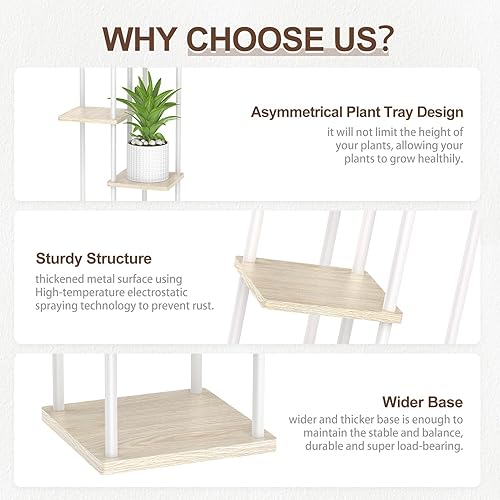 Miniatura 3 de Soporte para plantas de 6 niveles alto para interiores, estante vertical de madera de metal grande para múltiples niveles, soporte para orquídeas