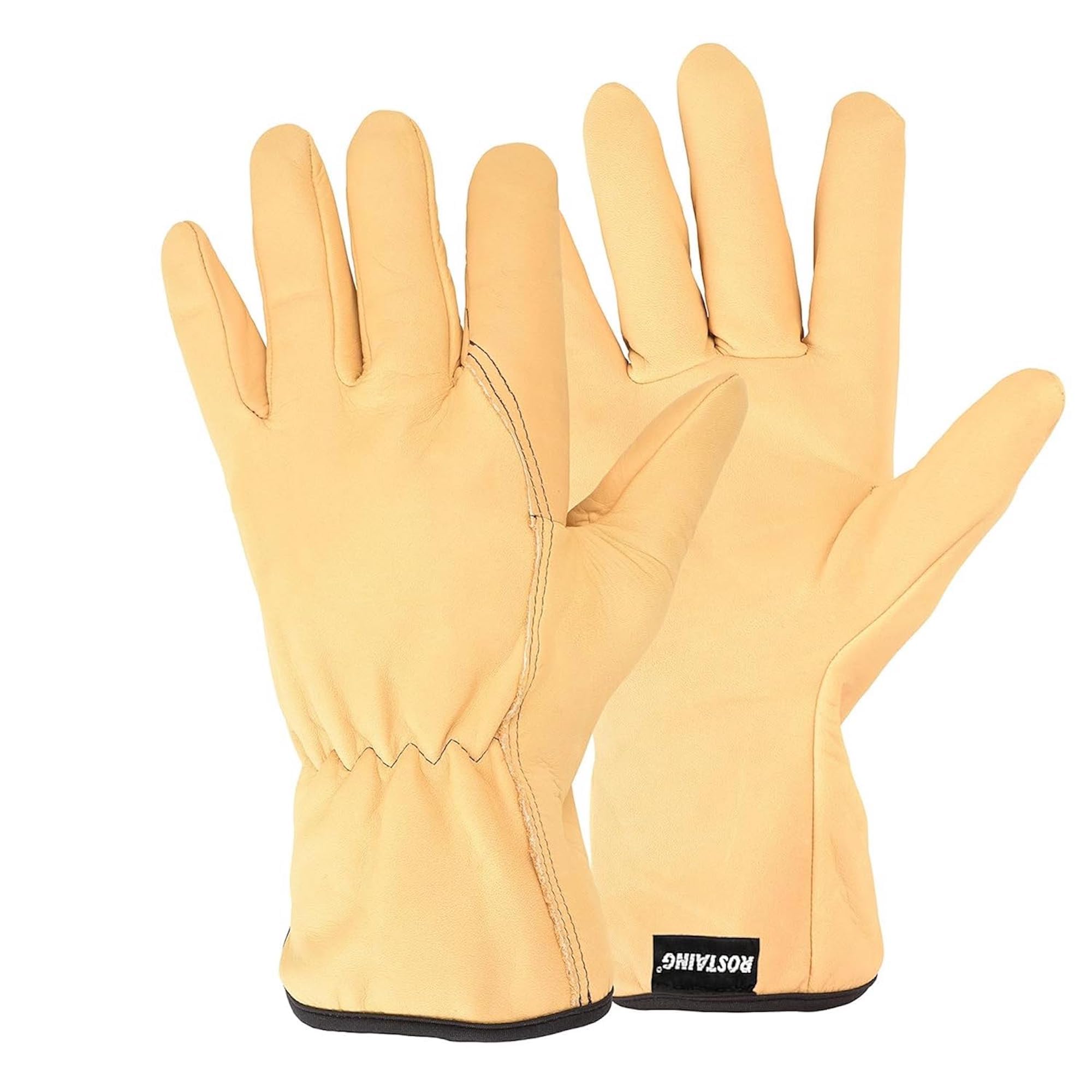 Guantes ROSTAING TRADITION - Par de Guantes de Jardinería en Piel Tratada Hidrófuga - Todo trabajo en ambientes secos y húmedos - Plantar, cavar y escardar - Cómodos y Tradicionales