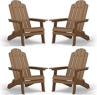 Vista 32 de MXIMU Silla Adirondack plegable para exteriores: fácil de montar y cómodas sillas Adirondack, juego de 2 sillas de plástico compuesto para todo tipo