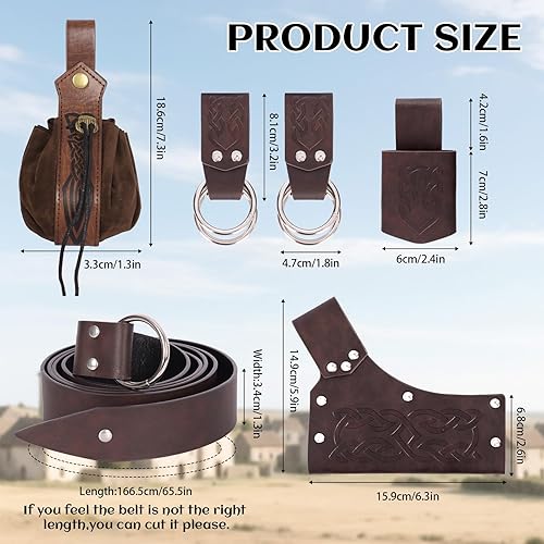 Miniatura 2 de 6 PCs Medieval Renaissance Sword Belt Set - Pirate Costume Accessories with Skirt Hike Sword Frog Dagger Holster