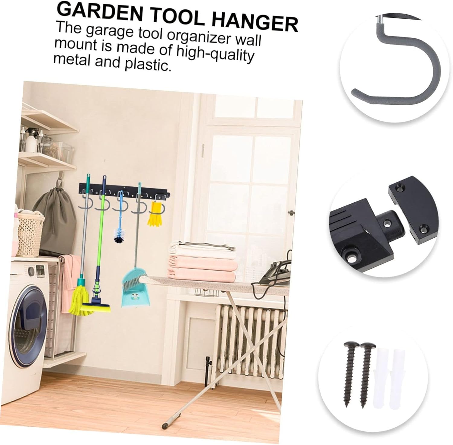 Veemoon 1set Hanging Storage Organizer Garage Wall Hooks Key Holder for Wall Tool Hangers Broom Holder Home Tool Organizer