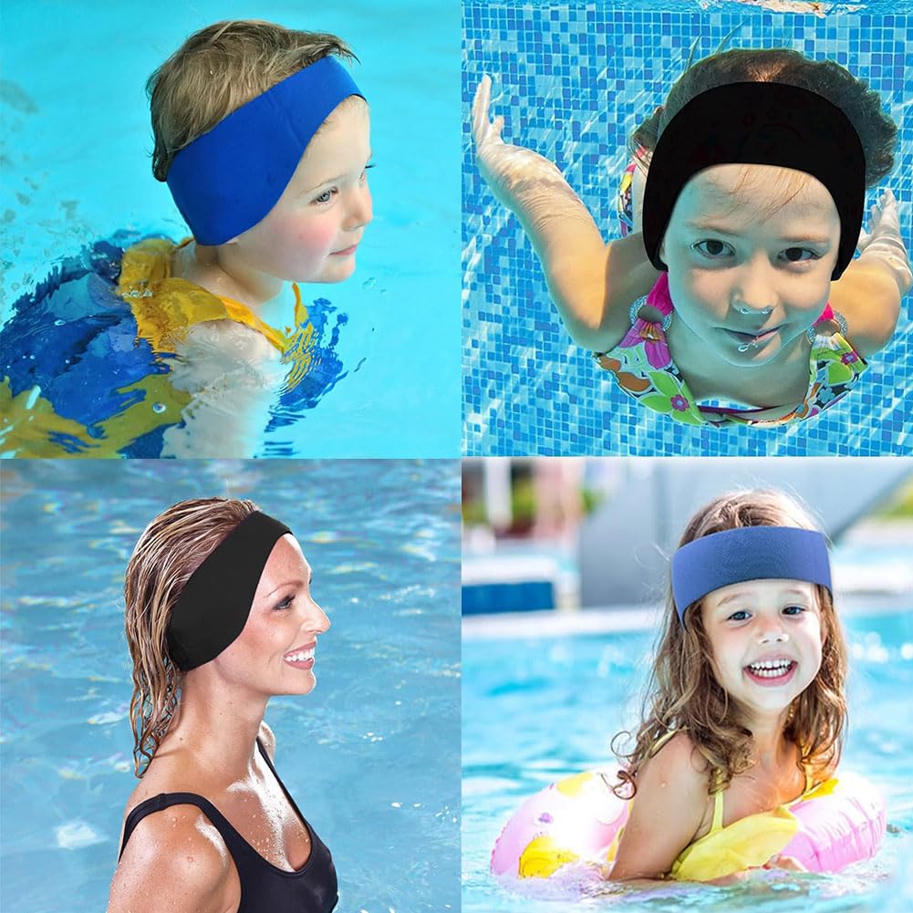 Elastica Fascia da Nuoto, 2 Pezzi Fascia di Protezione per Orecchi da Nuoto, Protezione per Orecchie in Neoprene per Bambini e Ragazzi, Fascia Impermeabile per Nuotare