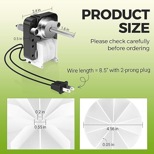 Miniatura 9 de Motor universal para ventilador de ventilación de baño, kit de motor eléctrico SM550, repuesto para Nutone Broan 50 CFM 120V 3000 RPM - Reemplazo