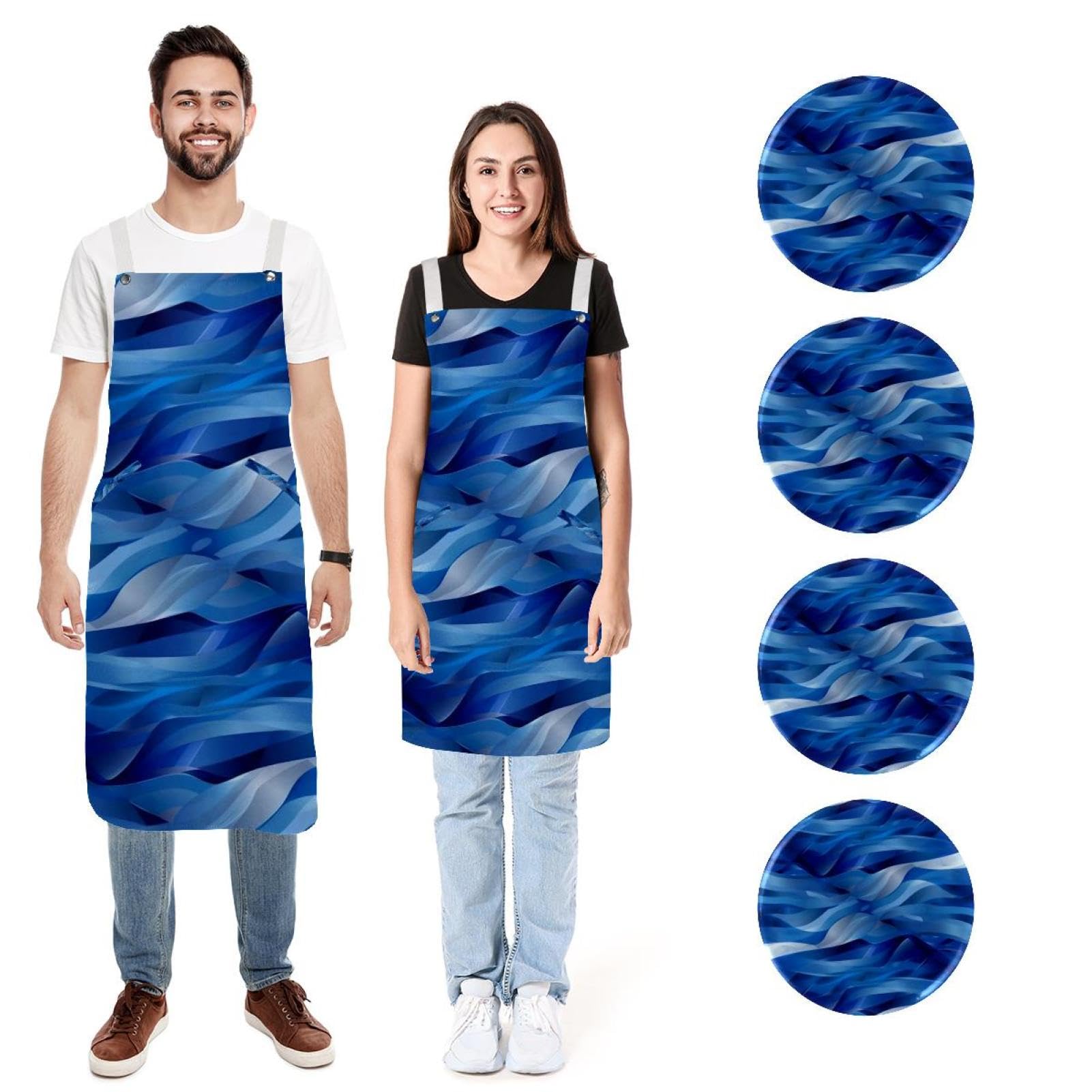 Tablier en lin drapeau israélien lot de 2 réglable