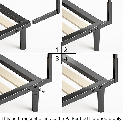 Miniatura 6 de Zinus Parker - Cama de plataforma con patas cónicas, soporte de listones de madera, no necesita somier, fácil montaje, tamaño King