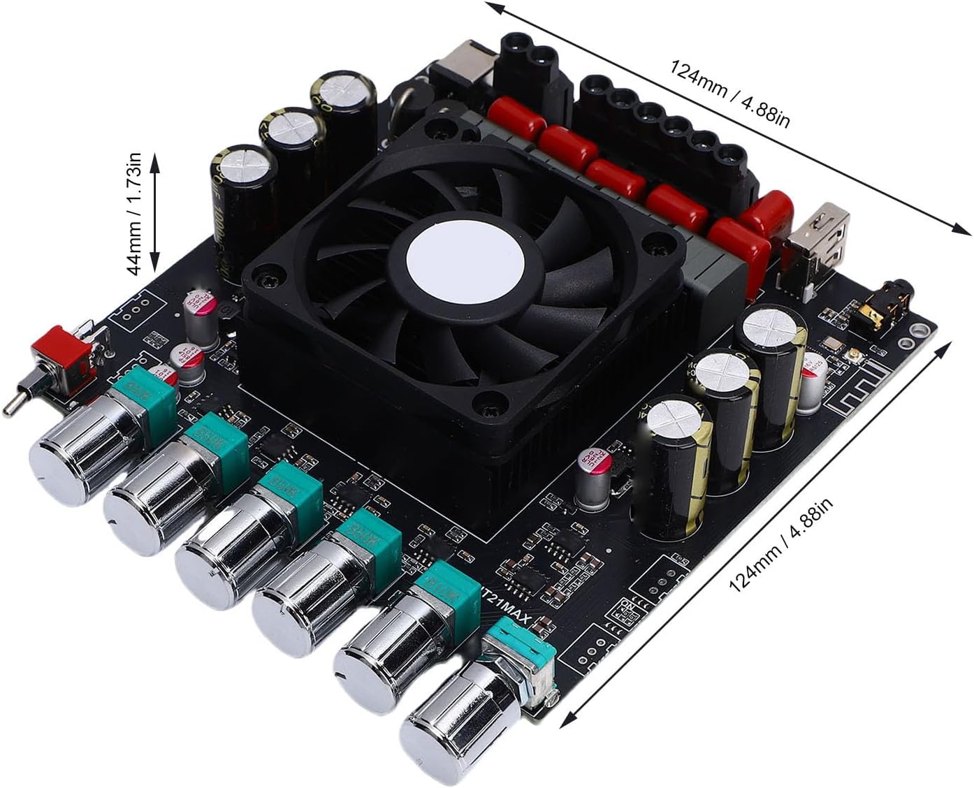 ViaGasaFamido 2.1 Channel Bluetooth Audio Amplifier Board 2 x 200W 400W Digital Audio Power Amplifier Module with High Low Pitch Adjustment for Home Speaker DIY