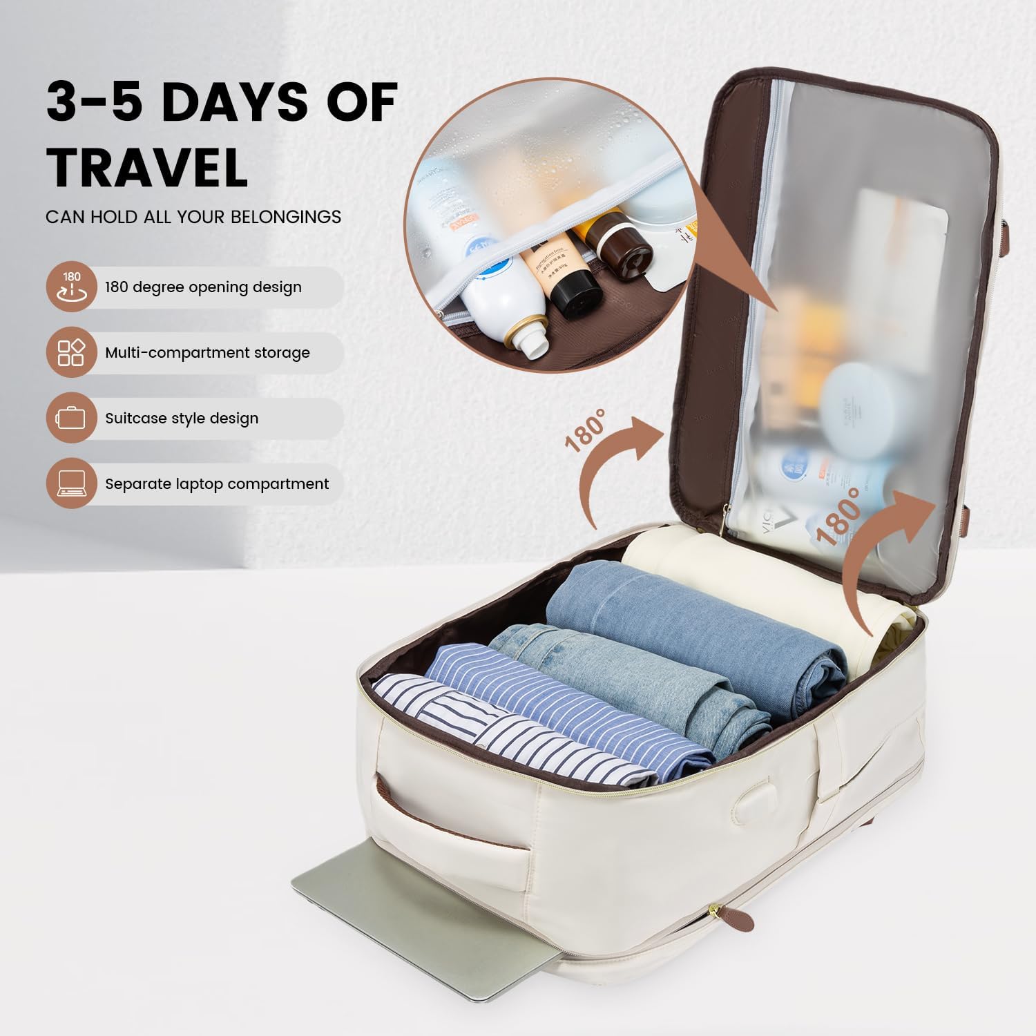 LOVEVOOK Travel Backpack for Women, 40L Carry On Backpack with 3 Packing Cubes,TSA Personal Item Travel Bag Airline Approved, Water Resistant Weekender Overnight Luggage Daypack, Fits 17 Inch Laptop - Image 2