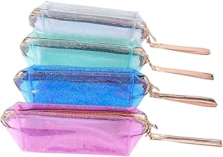 شنطة يد توت شفافة من 4 قطع، شنطة مستحضرات تجميل للسفر، شنطة مستحضرات تجميل شفافة، شنطة مكياج عصرية لمستحضرات التجميل وادوات الزينة وفرش المكياج، شنطة سفر انيقة لمستحضرات التجميل، الوان متنوعة 1،