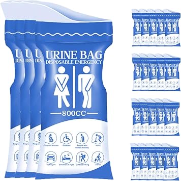 Pack of 24 Urine Bags for On the Go 800 ml Pee Bag with Handle