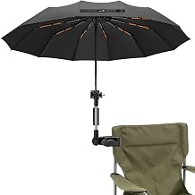 ZOMAKE Compact Umbrella with Adjustable Universal Clamp UPF 50+, Clip On Umbrella for Chair, Automatic Folding Umbrella 45 Inch for Beach Chair, Camping Carts, Wheelchair