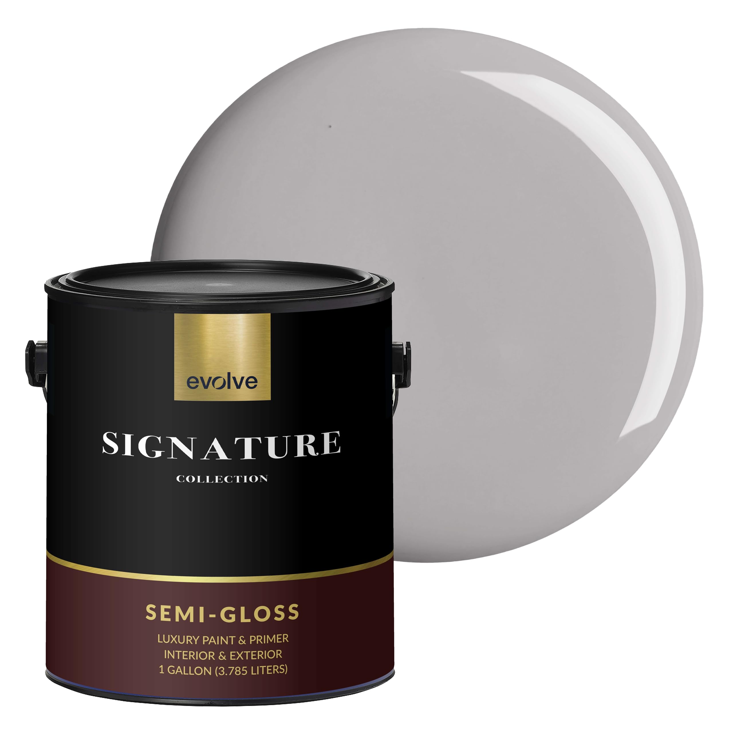 EVOLVE Signature Collection Luxury Interior Paint & Primer, Semi-gloss Sheen (Storm Cloud), 1 Gallon
