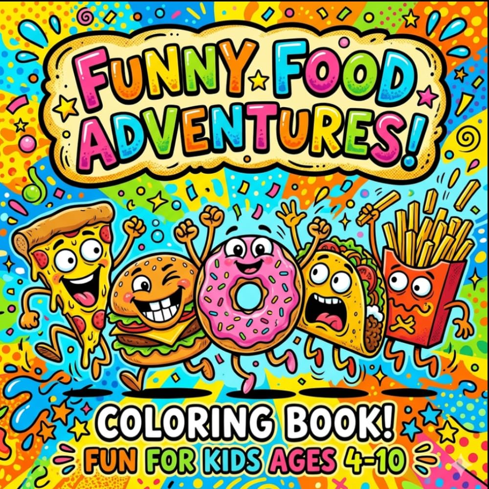 Crazy Food Characters Coloring Book: Funny and Silly Food Friends with Big Easy Designs for Kids Ages 4–10