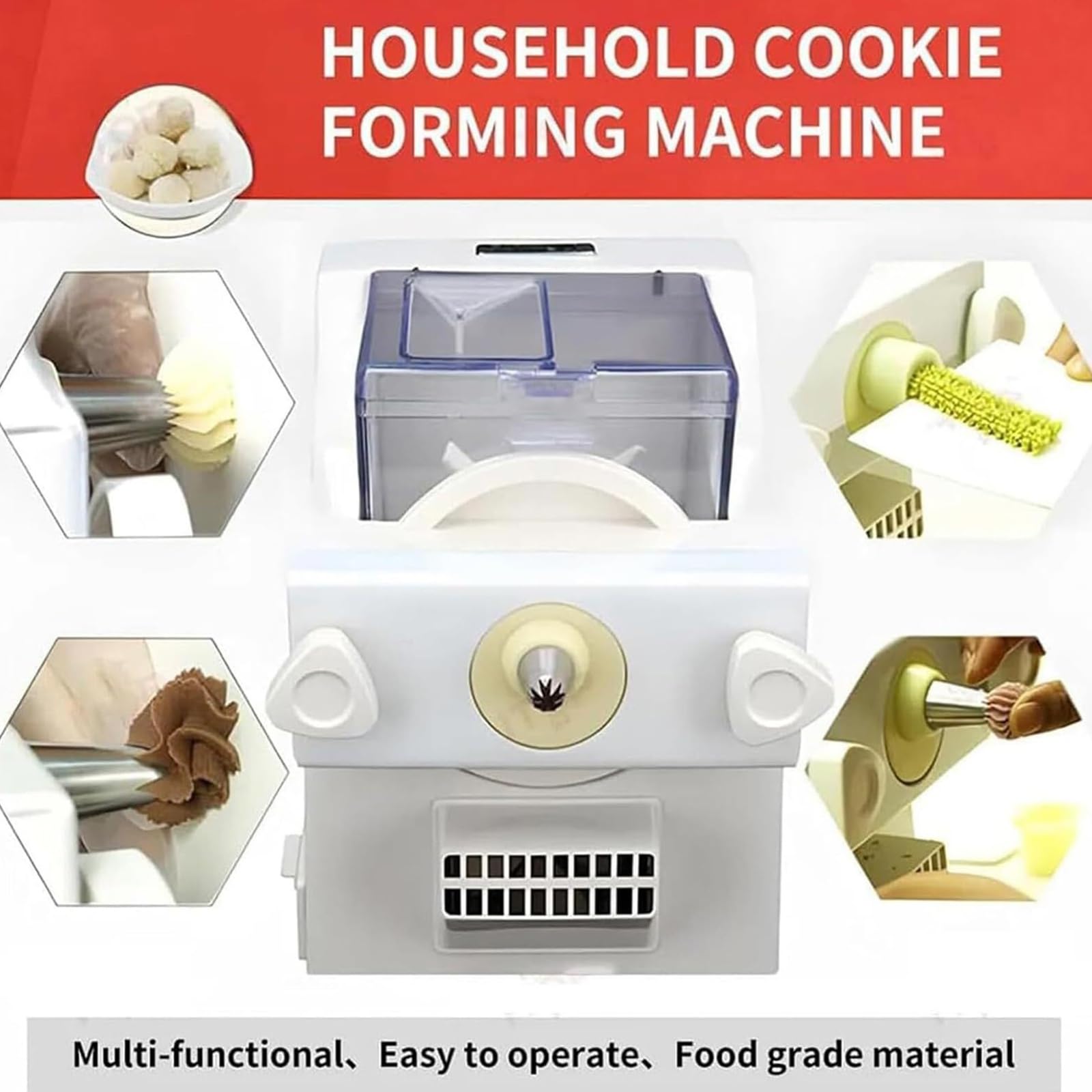 Pressa elettrica per biscotti, 180 W, con 8 ugelli e stampi, 50-60 giri/min, per biscotti e dessert fatti in casa, ideale per gli appassionati di cottura