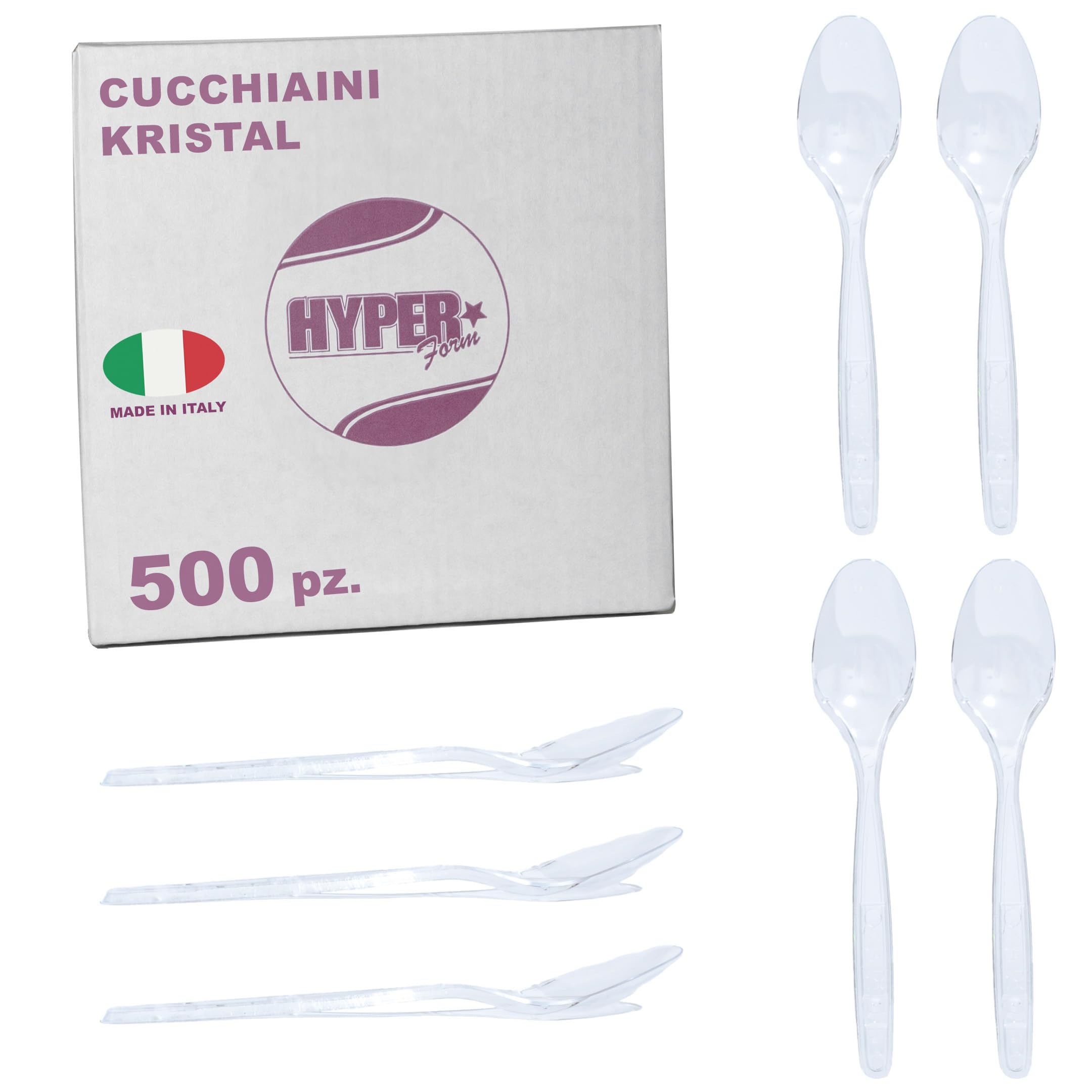 Cucchiaini in Plastica Riutilizzabile Trasparente 500 Pezzi per Aperitivo e Dessert