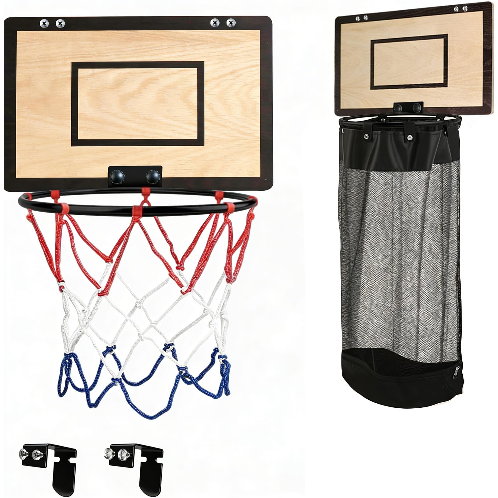 2 en 1 Panier à Linge de Basketball, Corbeille à Linge de Basket Mural et sur Porte avec Fermeture Éclair, Laundry Basket pour Chambre Salle de Bain Dortoir, Cadeau pour Enfants et Adultes