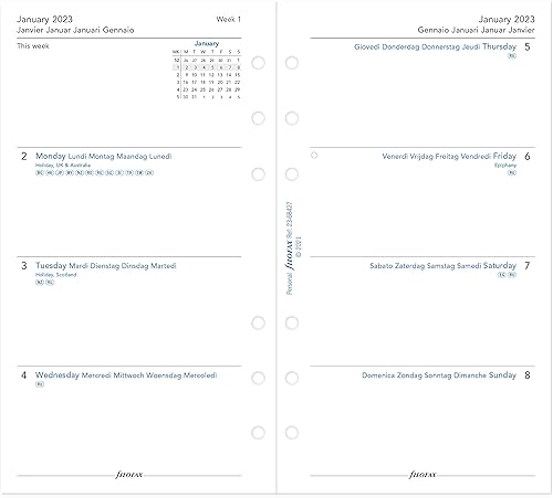 Miniatura 10 de Filofax Saffiano Organizador de tamaño personal, granito, grano cruzado, aspecto de cuero, seis anillos, calendario semanal para ver, multilingüe,